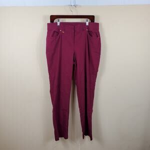 JM Collection Burgundy Straight Leg Jeans Size 14